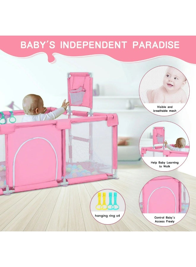 Large Rectangular Baby Playpen with Soccer Goal & Basketball Hoop - 3-in-1 Indoor Safety Activity Centre & Fence (180x120x60cm) - Without balls - Image 5